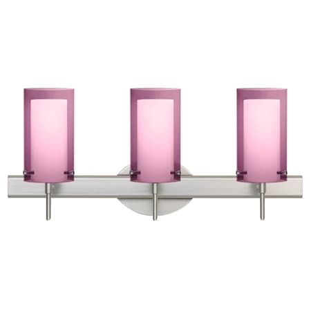 Besa Lighting Pahu 4 Vanity, Amethyst/Opal, Satin Nickel Finish, 3x5W LED 3SW-A44007-LED-SN